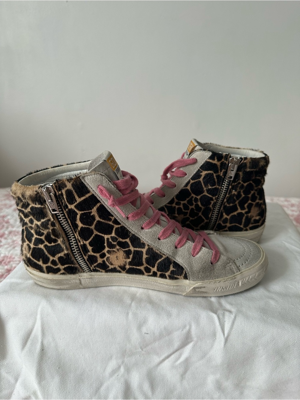 Golden Goose pony hair leopard print slide sneakers size 7 / 37 - Picture 6 of 7